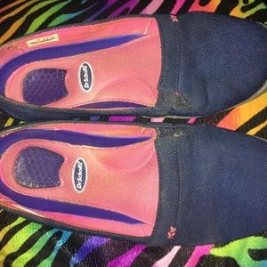 Blue and pink sandal flats